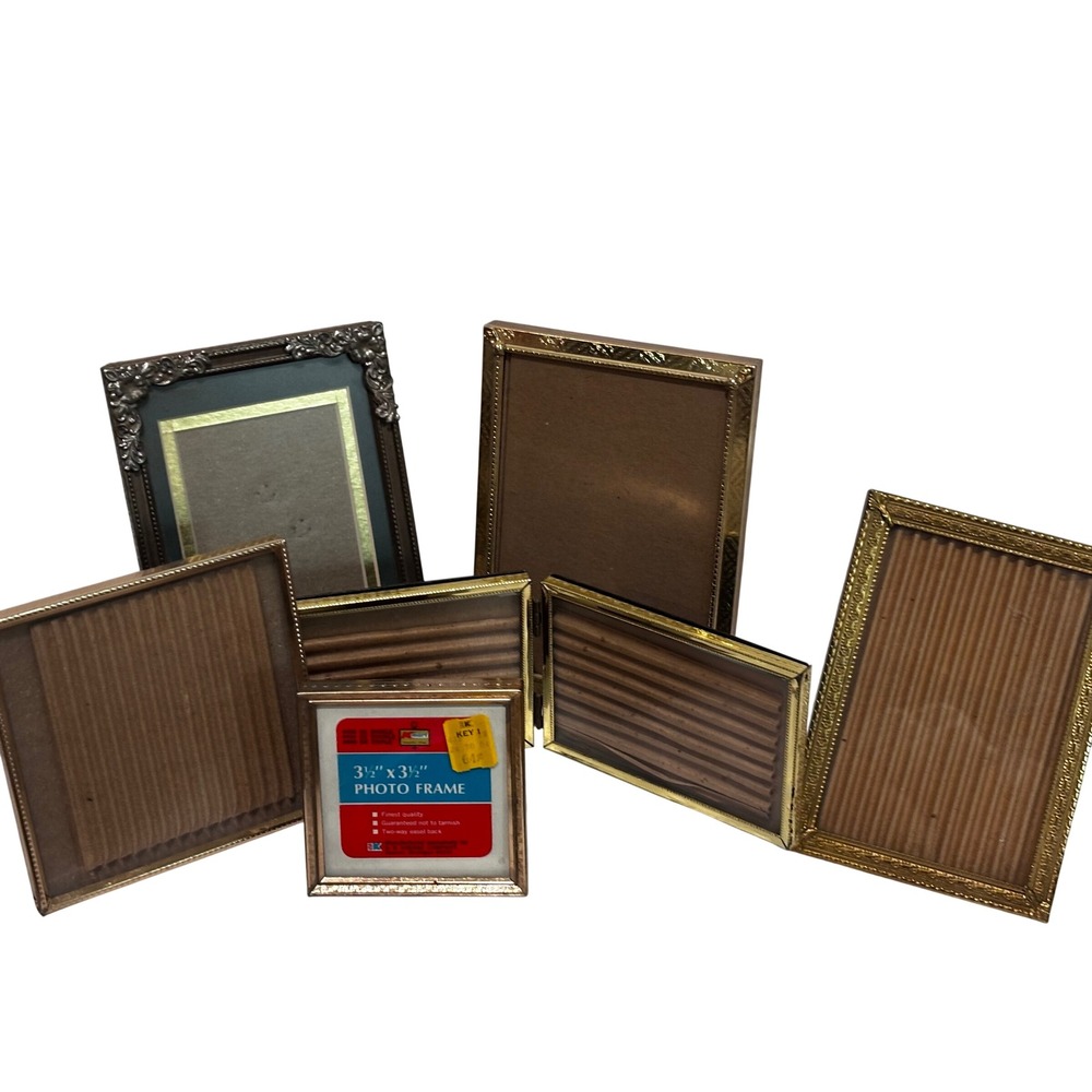 Vintage Photo Frame Lot Gold Tone &  Pewter Ornate Variety Frame Set 6 Pieces
